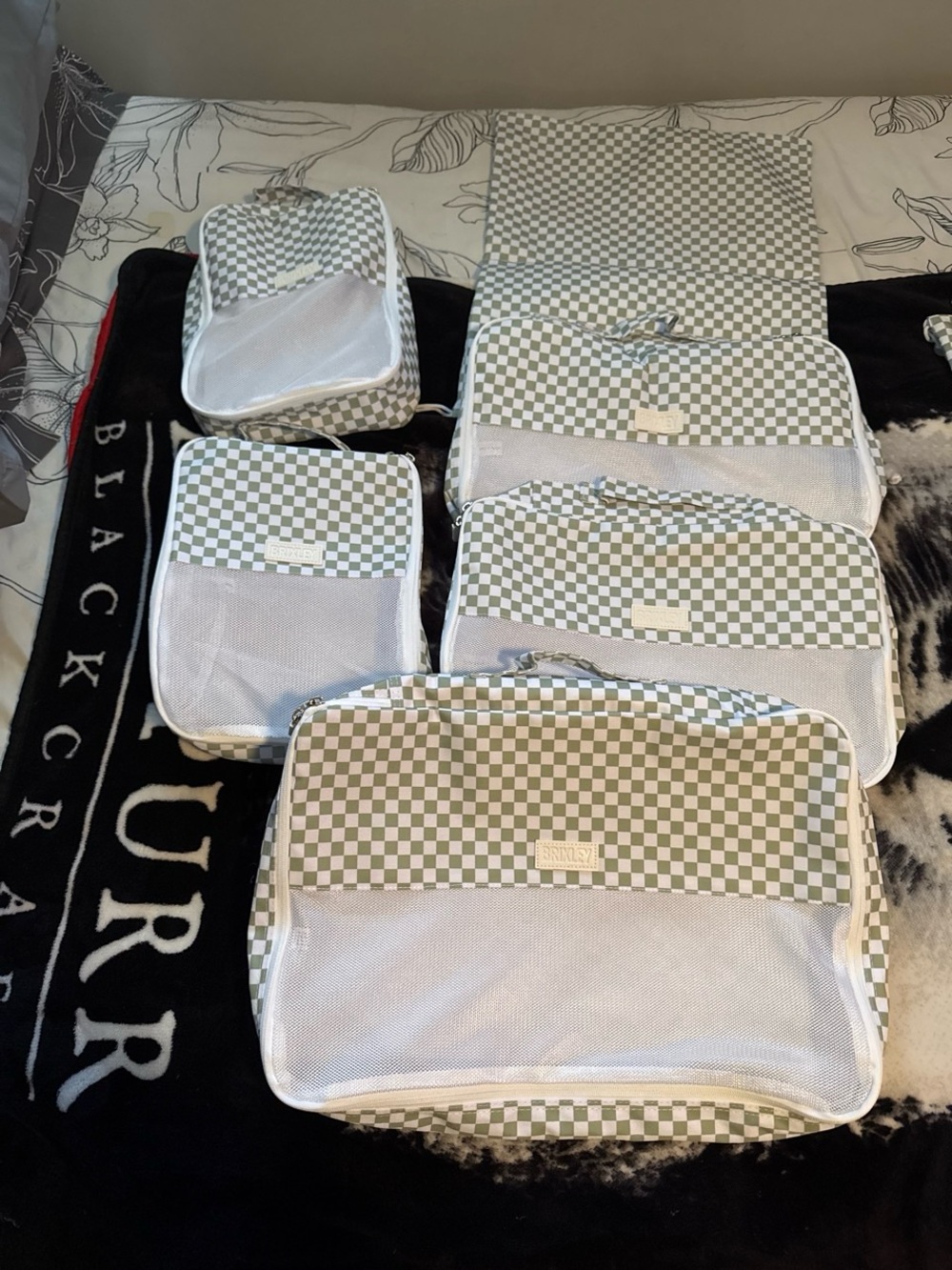 Brixley Bags Green Checkered Packing Cube Set